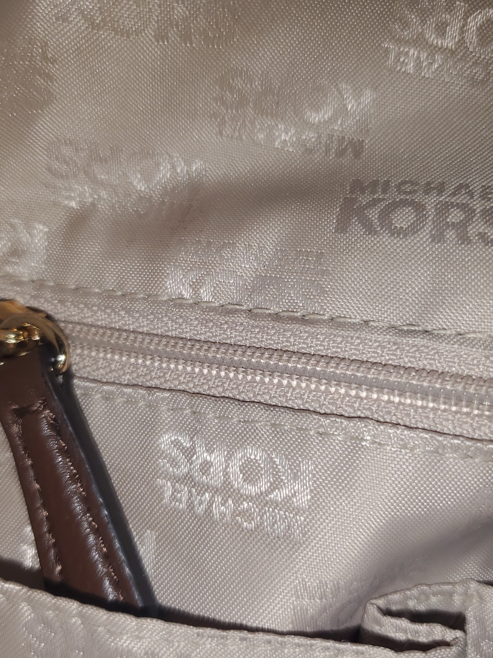Michael Kors Brown and Cream Zebra-Print Canvas Tote with Leather Trim - Picture 15 of 16